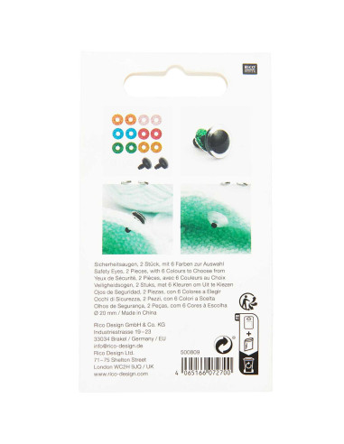 Olhos de segurança 6 cores Ricorumi 20 mm - 1 par