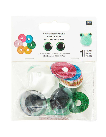 Olhos de segurança 6 cores Ricorumi 30 mm - 1 par