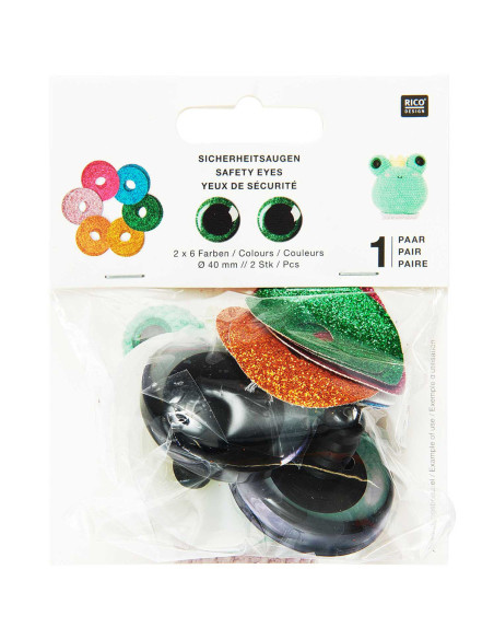 Olhos de segurança 6 cores Ricorumi 40 mm - 1 par