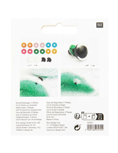 Olhos de segurança 6 cores Ricorumi 40 mm - 1 par