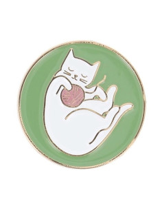 Porta-agulhas magnético Bohin - Gato novelo fundo verde
