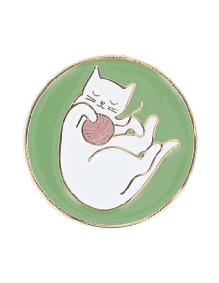 Porta-agulhas magnético Bohin - Gato novelo fundo verde