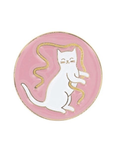 Porta-agulhas magnético Bohin - Gato fita fundo rosa