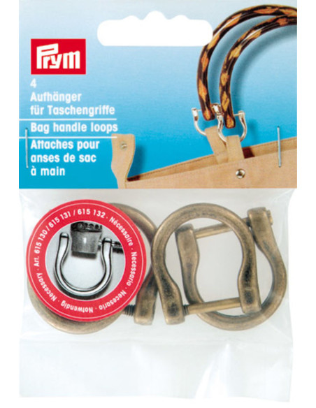 Conjunto de 4 fixadores para alças de bolsas - Bronze