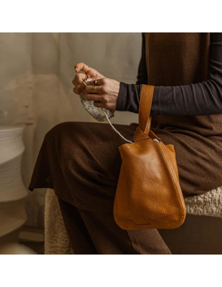 Bolsa shopper de couro Muud Dzana - Whisky