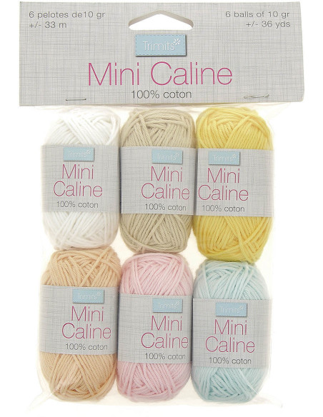 Pacote de 6 novelos de algodão Câline Mini - Cores pastel