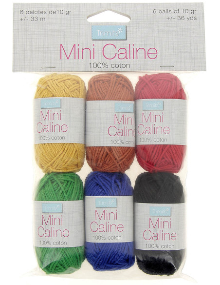 Pacote de 6 novelos de algodão Câline Mini - Cores básicas
