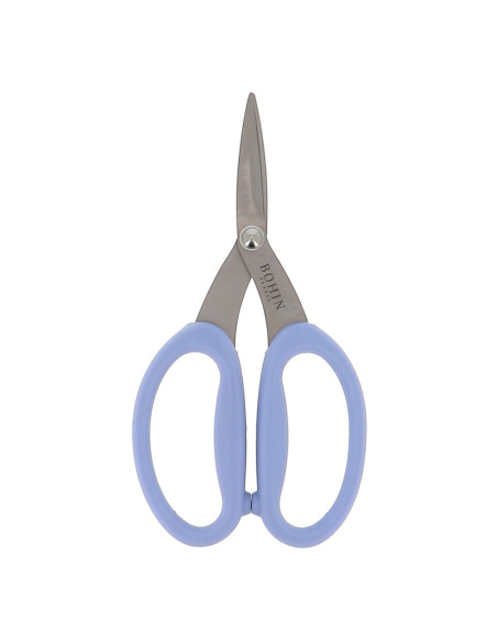 Tesoura de precisão microdentada com grandes anéis flexíveis Bohin - Azul