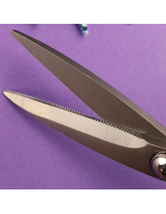 Tesoura de precisão microdentada com grandes anéis flexíveis Bohin - Azul 2