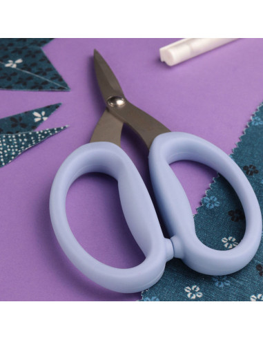 Tesoura de precisão microdentada com grandes anéis flexíveis Bohin - Azul