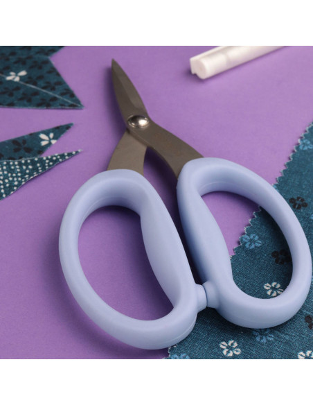 Tesoura de precisão microdentada com grandes anéis flexíveis Bohin - Azul