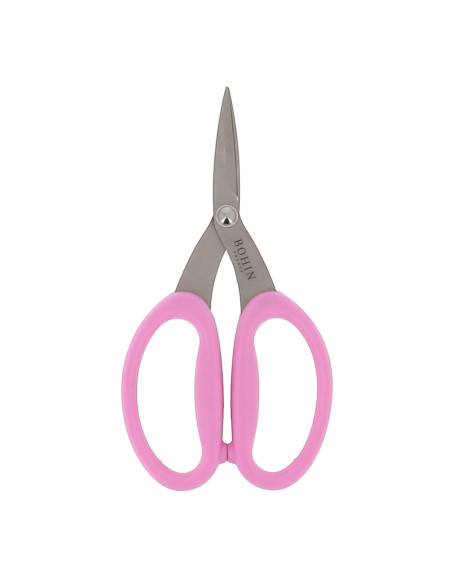 Tesoura de precisão microdentada com grandes anéis flexíveis Bohin - Rosa