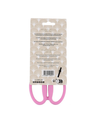Tesoura de precisão microdentada com grandes anéis flexíveis Bohin - Rosa