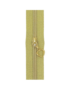 Rolo de 5 metros de fecho de nylon 5 mm com puxadores em forma de coração - Ouro lurex 2