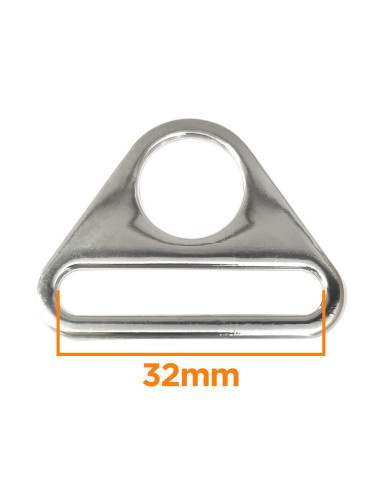 Anel triangular passante 32 mm - Prata