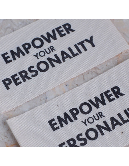 Conjunto de 5 etiquetas tecidas para costurar - Empower your personality