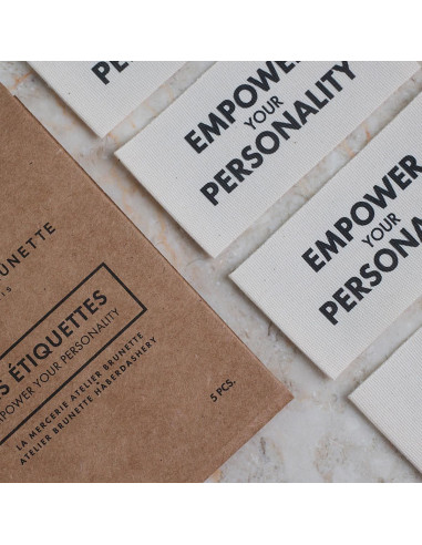 Conjunto de 5 etiquetas tecidas para costurar - Empower your personality