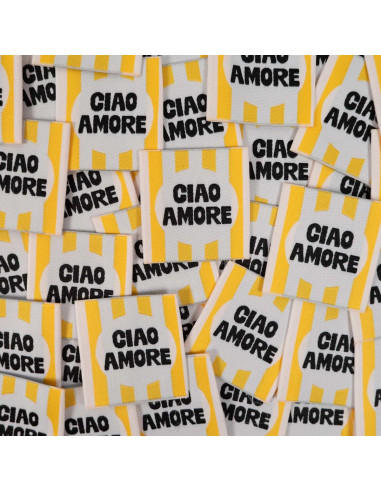 Conjunto de 5 etiquetas tecidas - Ciao amore
