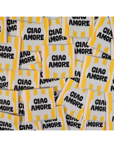 Conjunto de 5 etiquetas tecidas - Ciao amore