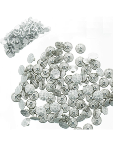 Caixa de 100 botões jeans 17mm - Prata brilhante estrelas