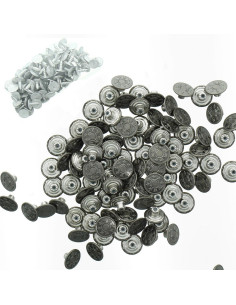 Caixa de 100 botões jeans 17mm - Prata fosca estrelas
