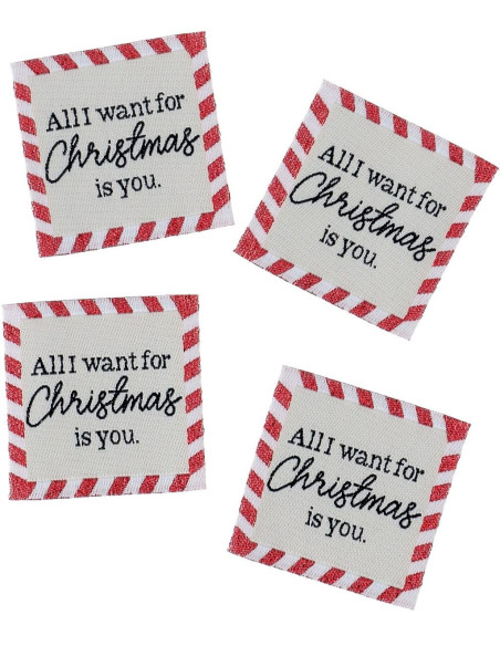 Conjunto de 4 etiquetas para costurar - Tudo o que eu quero para o Natal