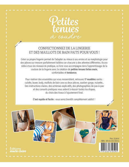 Livro de pequenas roupas para costurar: Calcinha, sutiã, pijama, body, fato de banho