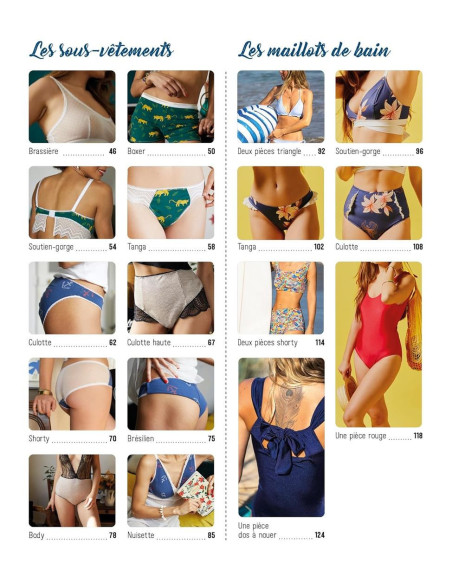 Livro de pequenas roupas para costurar: Calcinha, sutiã, pijama, body, fato de banho