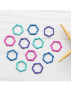 Conjunto de 12 marcadores de malhas fechados - Hexágono colorido