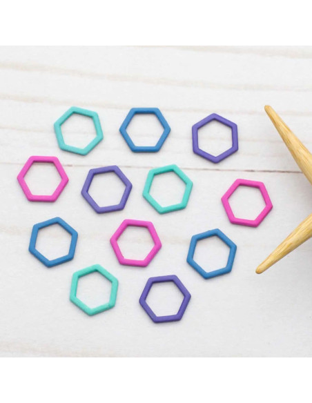 Conjunto de 12 marcadores de malhas fechados - Hexágono colorido