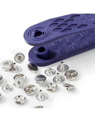 Caixa de 10 botões de pressão anorak Prata com ferramenta 8 mm