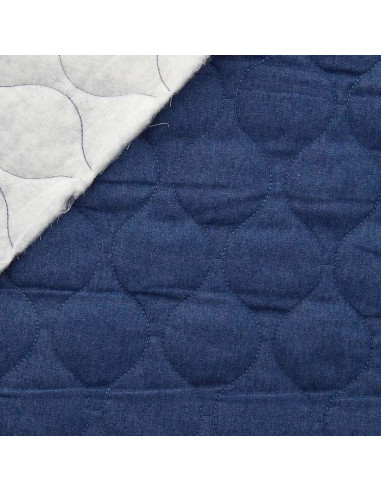 Tecido de algodão acolchoado wave - Denim chambray azul