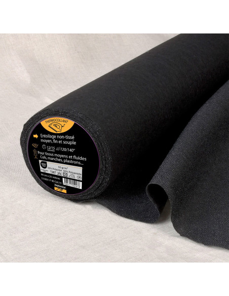 Entretela não tecido termocolante médio - Preto