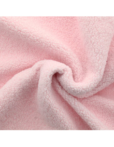Tecido de pelúcia boucle Teddy - Rosa bebê