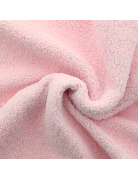 Tecido de pelúcia boucle Teddy - Rosa bebê