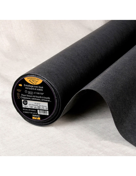 Entretela não tecido termocolante espesso - Preto
