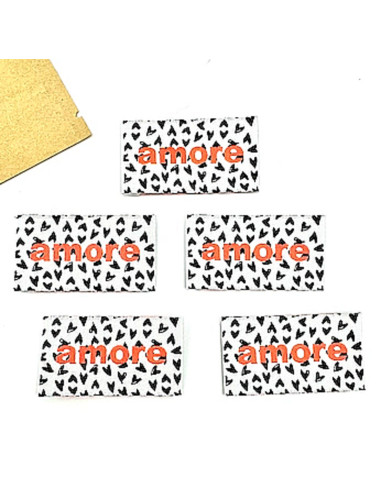 Conjunto de 5 etiquetas tecidas para costurar Amore