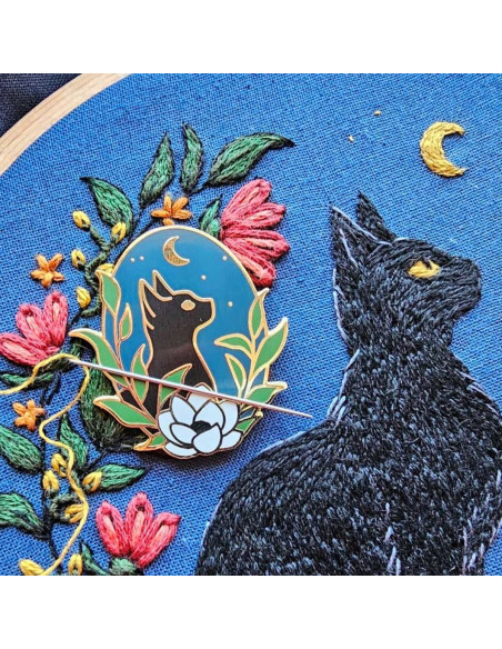 Porta-agulhas magnético - Gato preto