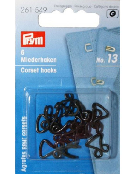 Grampos e fechos para espartilhos - Preto por 6