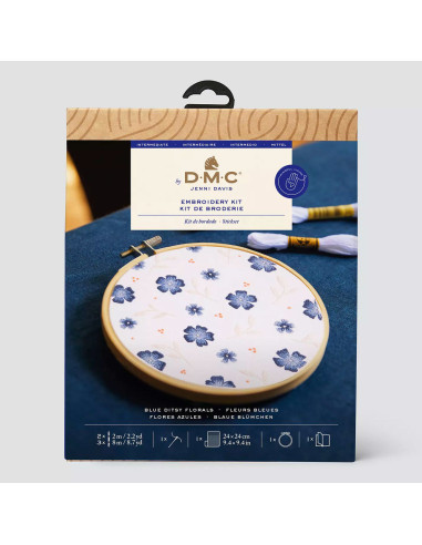 Kit de bordado - Flores azuis