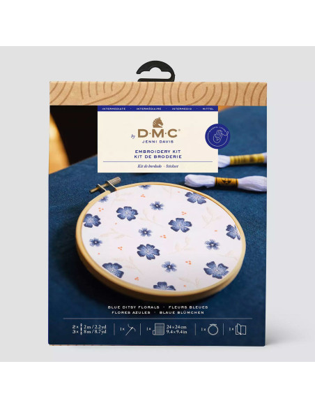 Kit de bordado - Flores azuis