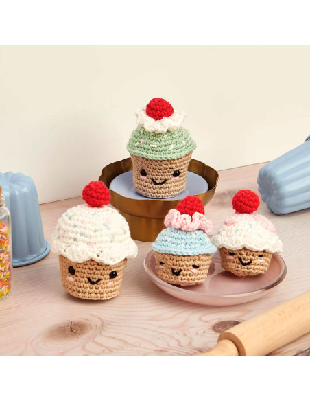 Kit amigurumi - Cupcakes cerejas