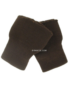 Conjunto de 2 punhos tricotados - Castanho