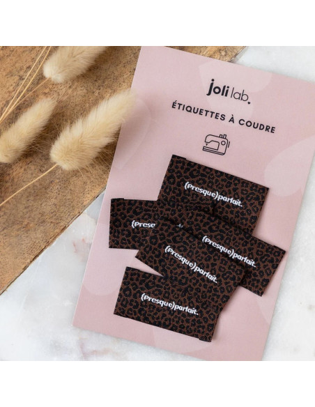 Conjunto de 5 etiquetas para costurar - Quase perfeito leopardo chocolate