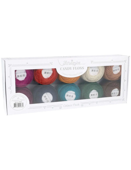 Conjunto de 10 novelos de algodão perlé Scheepjes Candy Floss N°10 - Autumn Spice