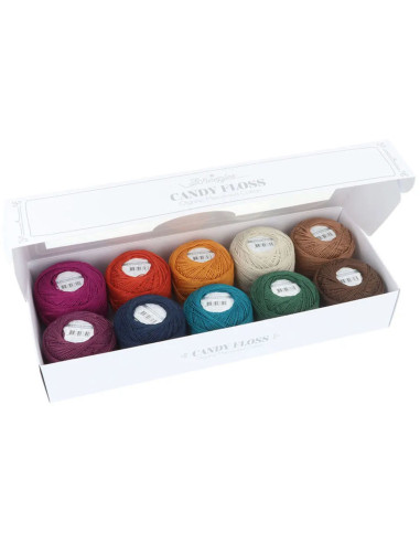 Conjunto de 10 novelos de algodão perlé Scheepjes Candy Floss N°10 - Autumn Spice