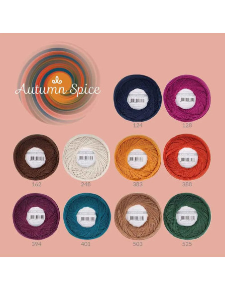 Conjunto de 10 novelos de algodão perlé Scheepjes Candy Floss N°10 - Autumn Spice
