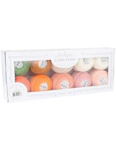 Caixa com 10 novelos de algodão perlé Scheepjes Candy Floss N°10 - Peachy