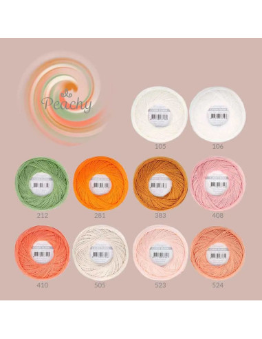 Caixa com 10 novelos de algodão perlé Scheepjes Candy Floss N°10 - Peachy