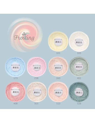 Caixa com 10 novelos de algodão perlé Scheepjes Candy Floss N°10 - Frosting